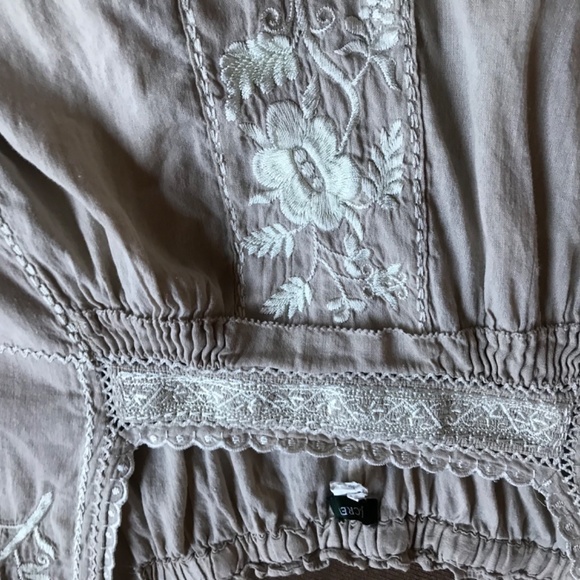 J. Crew Tan Ruffled Embellished Blouse Short Sleeve - Picture 4 of 5